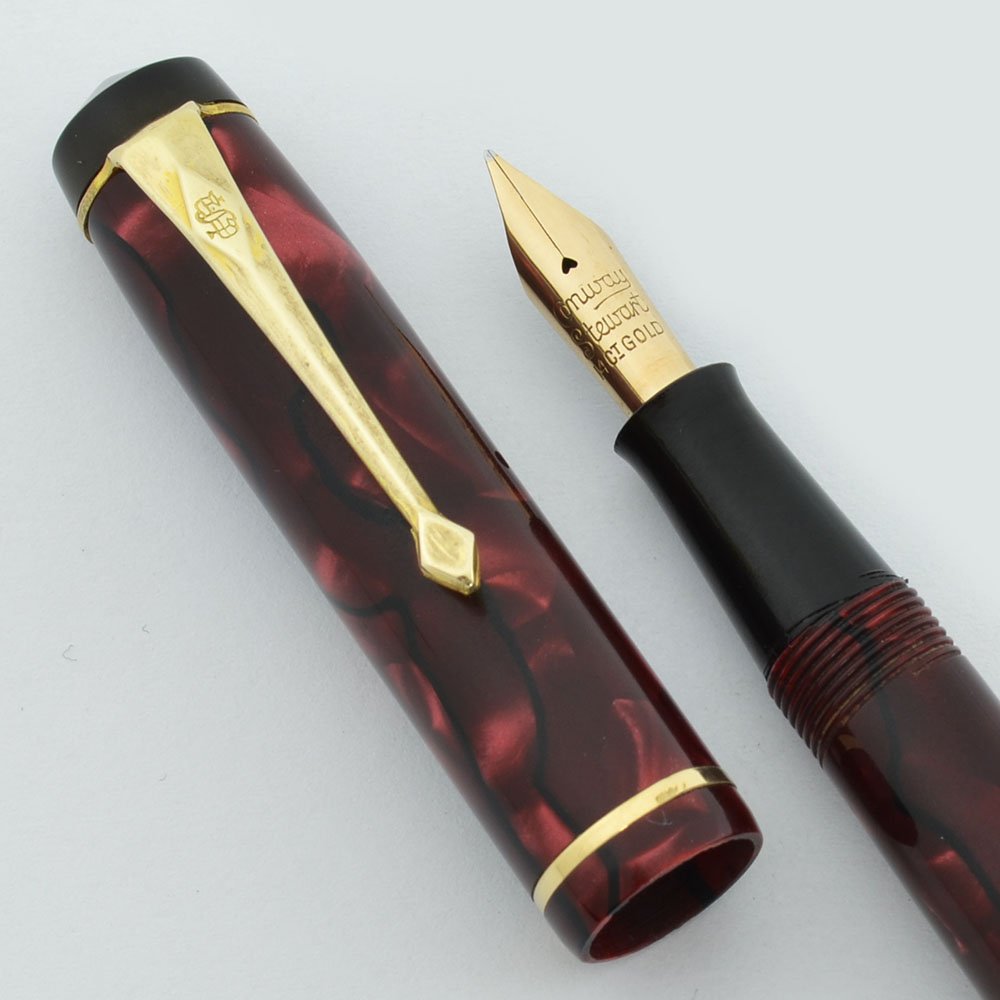 Conway Stewart 759 (1950s) - Burgundy Marble, Lever Filler, Semi